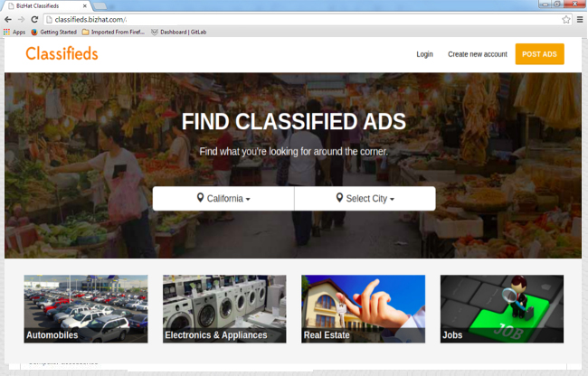 Classifieds category ads